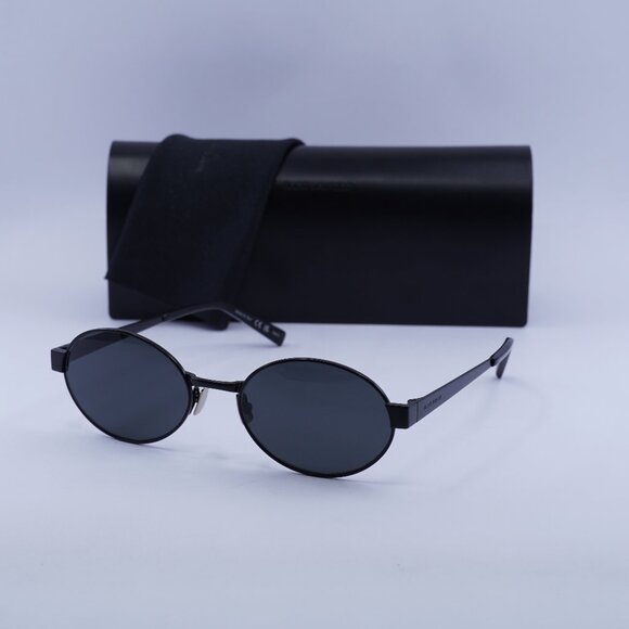 Saint Laurent SL692 001 Oval Sunglasses - Semimatte Black/Black main image 7